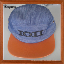 Custom Embroidered Leather Brim Baseball Cap